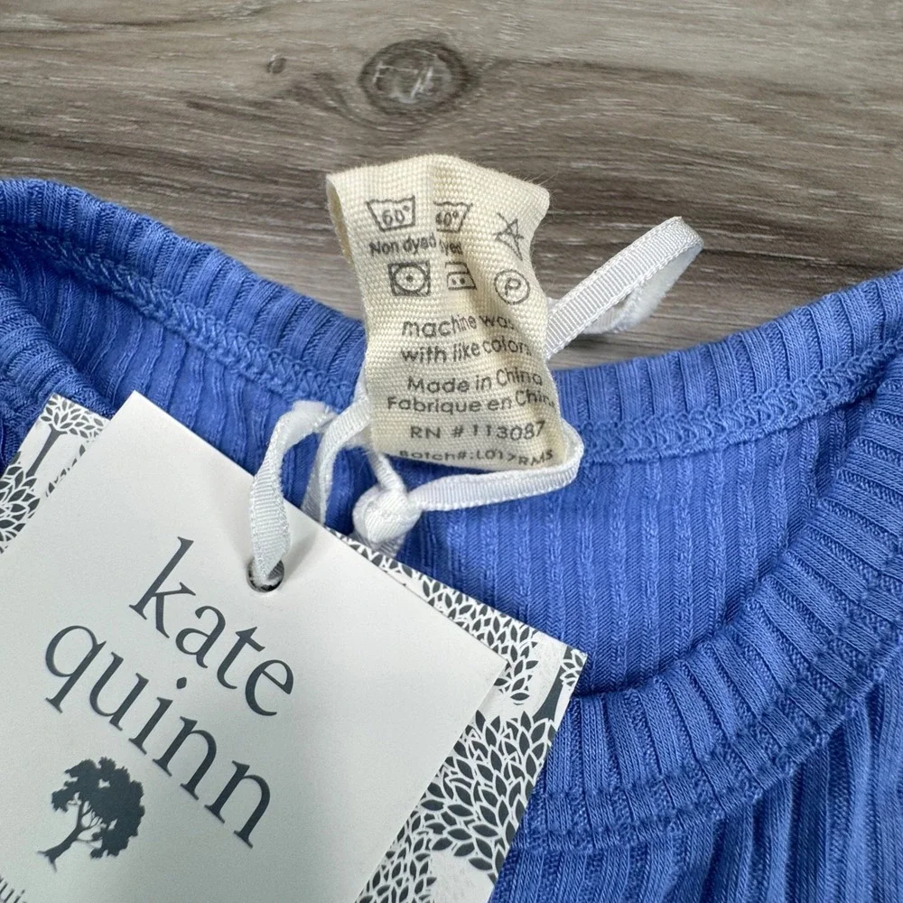 Kate Quinn Blue Ribbed Modal Short Sleeve Bodysuit 18-24M NWT